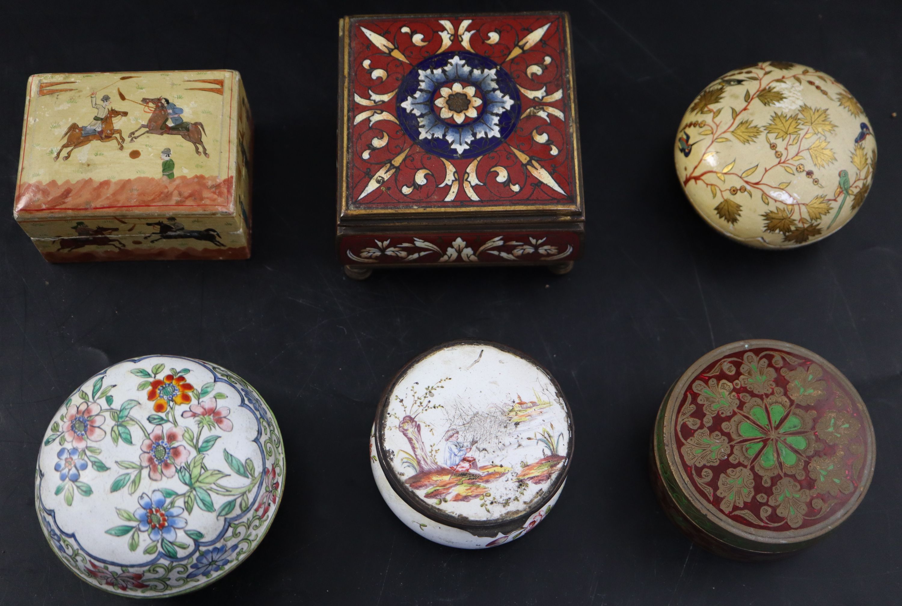 A group of assorted boxes and ornaments